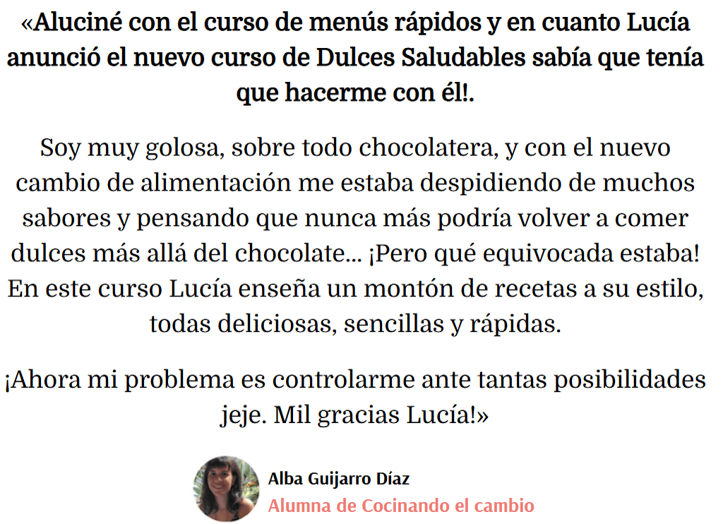 testimonio dulces saludables cocinando el cambio